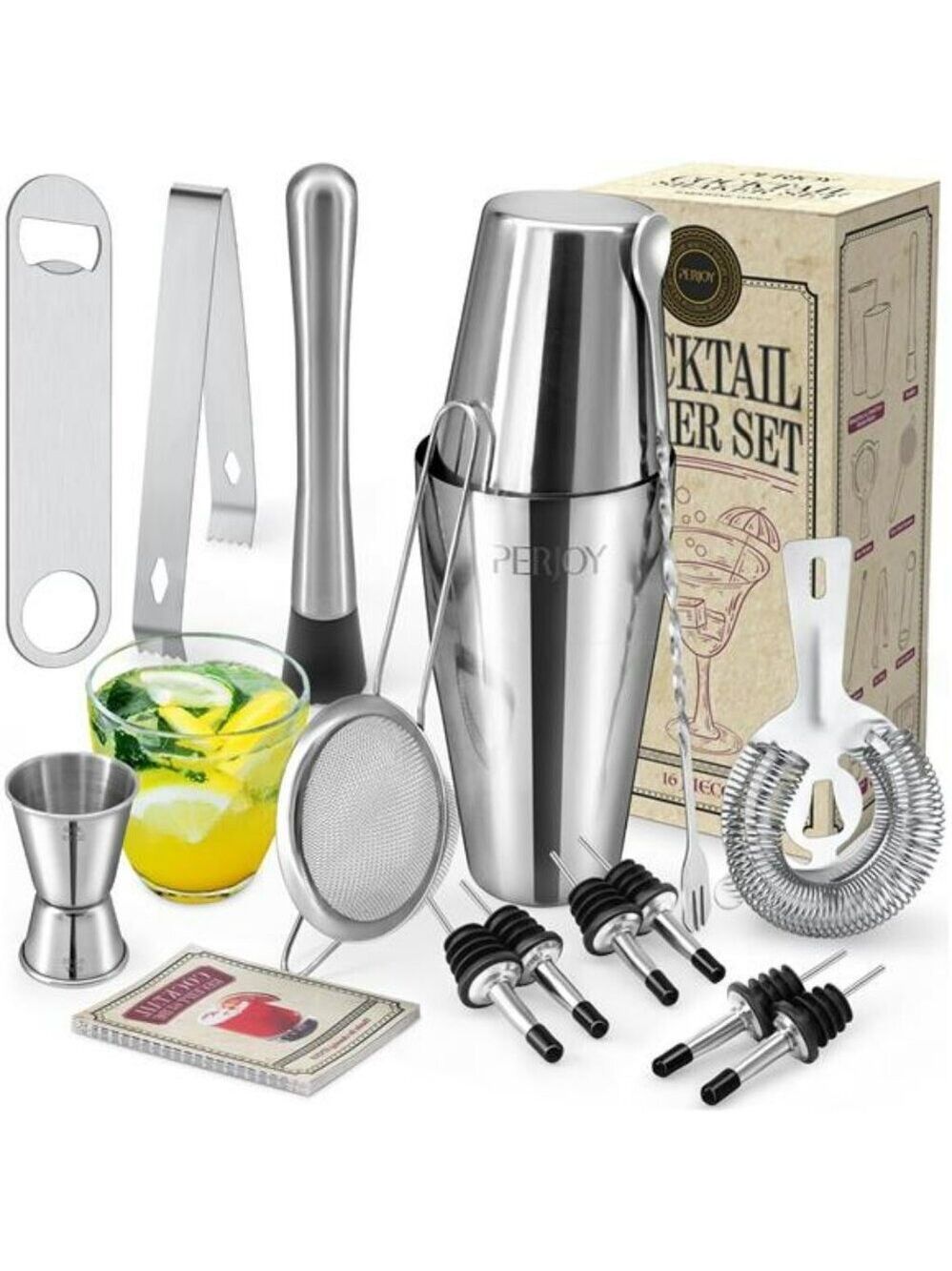 Bartender Kit Cocktail Shaker Set 16 Piece Bar Tools Drink Mixer Accessories